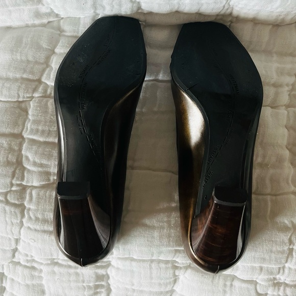 Stuart Weitzman Dark Brown Peep-Toe Heels - Picture 5 of 5